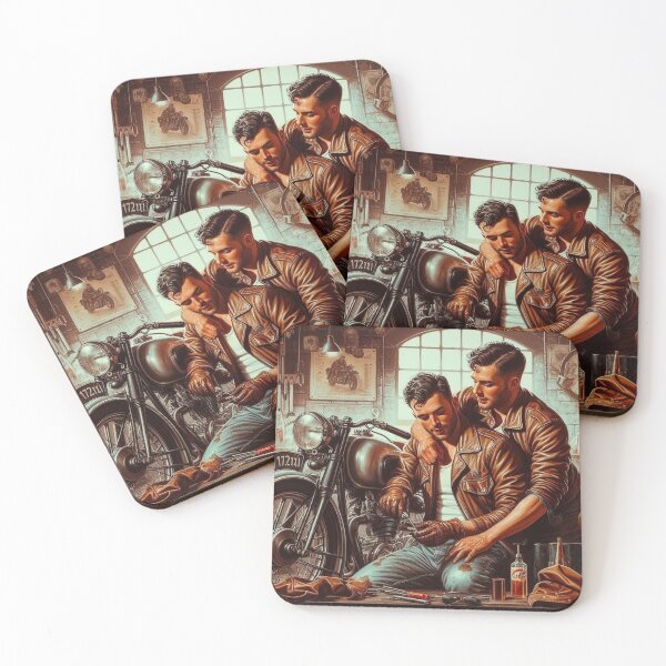Item preview, 1940s Lending A Hand Vintage Gay Leather Bikers Tom of Finland Tribute San Francisco Pride Graphic Design designed and sold by ItsAKinkThing.