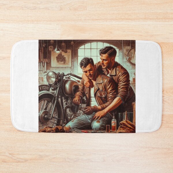 Item preview, 1940s Lending A Hand Vintage Gay Leather Bikers Tom of Finland Tribute San Francisco Pride Graphic Design designed and sold by ItsAKinkThing.
