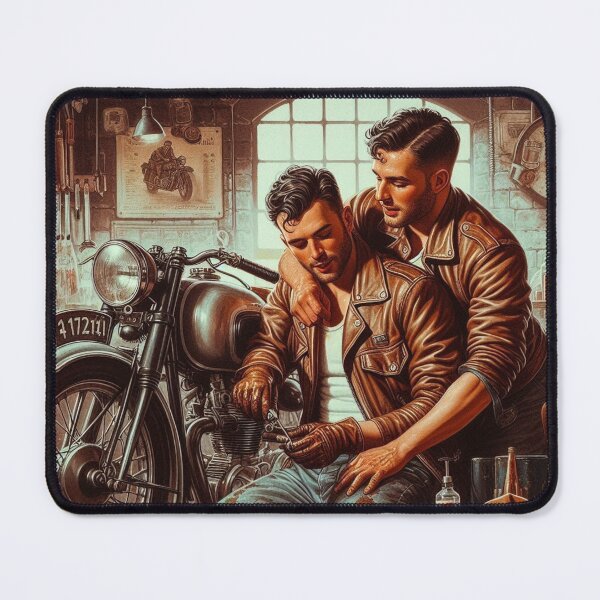 Item preview, 1940s Lending A Hand Vintage Gay Leather Bikers Tom of Finland Tribute San Francisco Pride Graphic Design designed and sold by ItsAKinkThing.