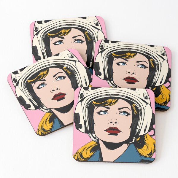 Item preview, Pop Art Female Pilot in Retro Aviator Helmet designed and sold by Design Atlas.