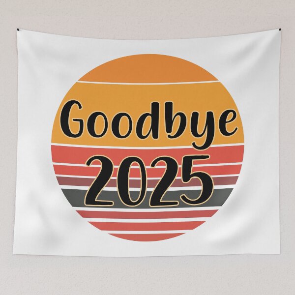 Item preview, Goodbye 2025 Retro Striped Sunset New Year T-Shirt Design designed and sold by Design-Pro-21.
