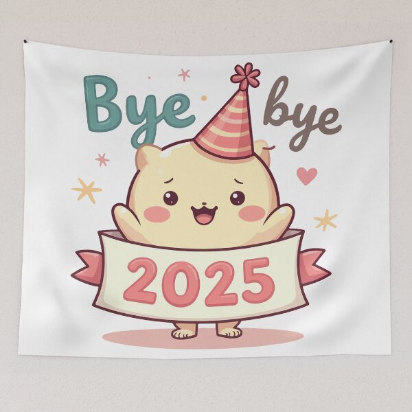 Item preview, Bye Bye 2025 Cute Cartoon New Year Party Character Design designed and sold by Design-Pro-21.