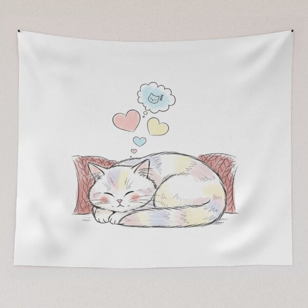 Item preview, Gato Dormido Soñando Amor designed and sold by PetJoyPrintsCO.