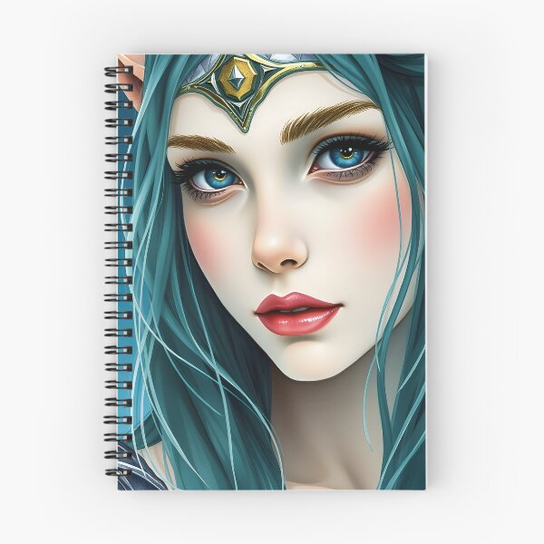 Item preview, Serene Teal-Haired Elven Princess in Golden Crown designed and sold by ArtMorphStudio.