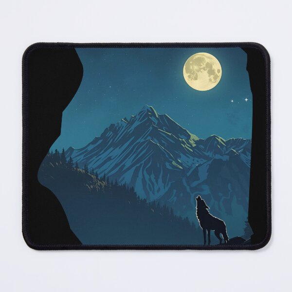 Item preview, Mountain landscape at night, full moon and a single wolf howling Embrace the Night 1 designed and sold by Neon G.