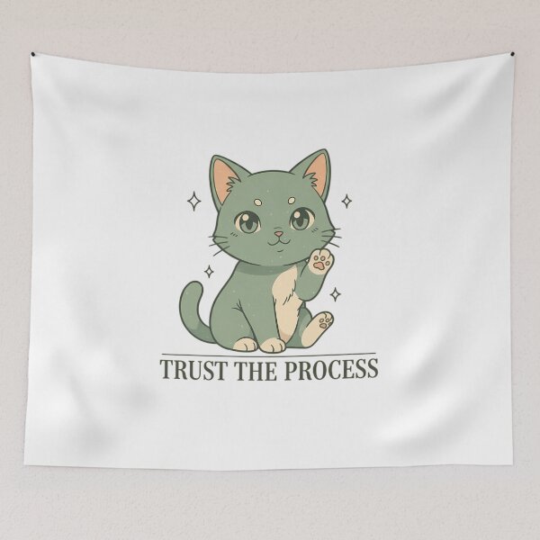 Item preview, Trust The Process Lo-Fi Anime Supportive Cat Motivation Quote designed and sold by GiftsForge.