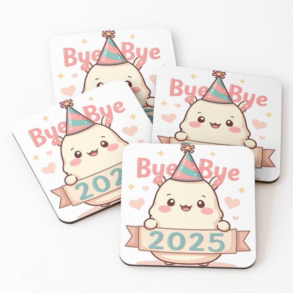 Item preview, Bye Bye 2025 Cute Party Character Hearts Stars New Year Design designed and sold by Design-Pro-21.