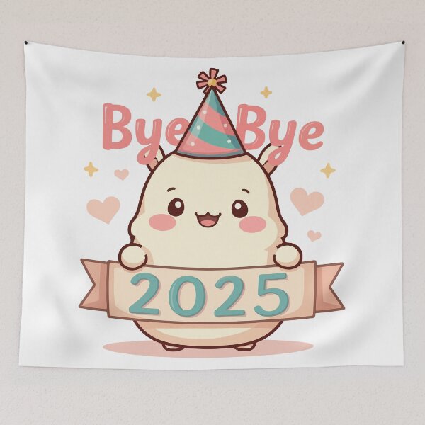 Item preview, Bye Bye 2025 Cute Party Character Hearts Stars New Year Design designed and sold by Design-Pro-21.