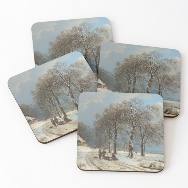 Item preview, Vintage Winter Landscape Painting, Snowy Forest Art designed and sold by SavageVision.