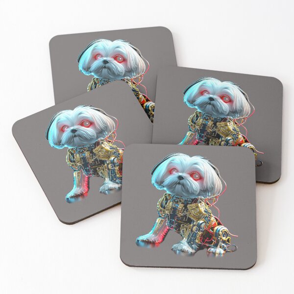 Item preview, Cybernetic Maltese Dog with Exposed Circuits – Futuristic Animal Art designed and sold by Naturalite19.