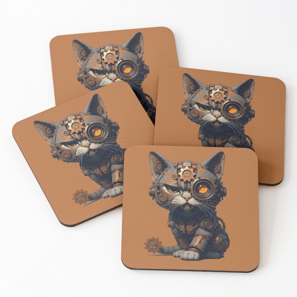 Item preview, Cute Steampunk Tabby Kitten with Clockwork Gear designed and sold by Rostislav Bouda.