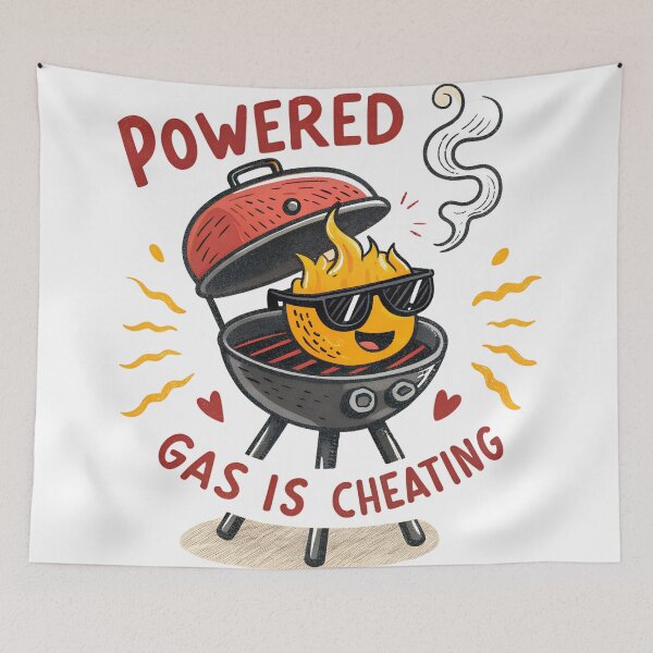 Item preview, Powered by Charcoal – Funny BBQ Grill Cartoon | Anti-Gas Grilling Design designed and sold by VividOrganica.