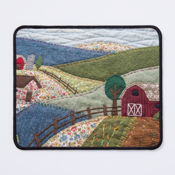 Item preview, Patchwork Landscape "Farm" – Textile & Fabric Art Puzzle designed and sold by PeyotePuzzles.