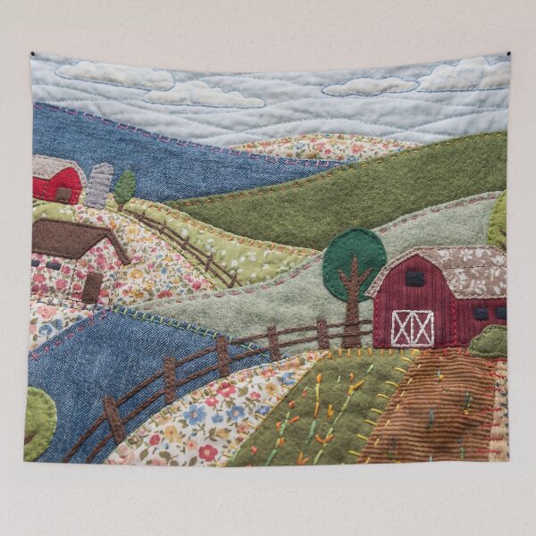 Item preview, Patchwork Landscape "Farm" – Textile & Fabric Art Puzzle designed and sold by PeyotePuzzles.