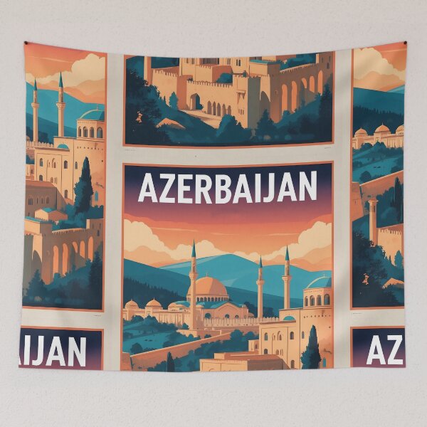 Item preview, Azerbaijan Retro Vintage Travel Design designed and sold by TravelersGems.