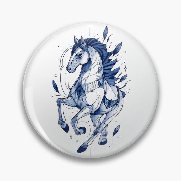 Item preview, Blue drawing of a horse designed and sold by MendaciousMina.
