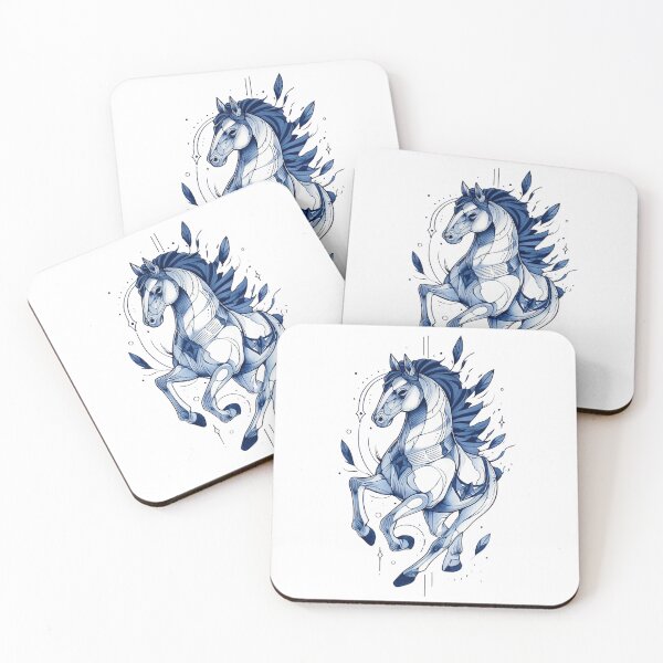 Item preview, Blue drawing of a horse designed and sold by MendaciousMina.
