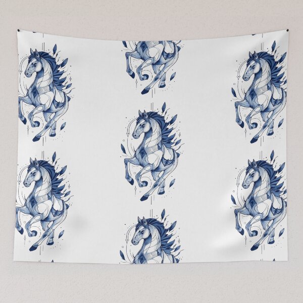 Item preview, Blue drawing of a horse designed and sold by MendaciousMina.
