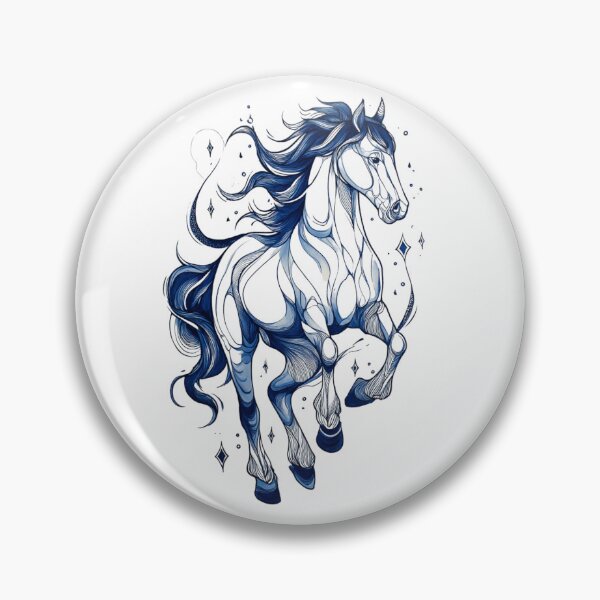 Item preview, Blue drawing of a horse designed and sold by MendaciousMina.