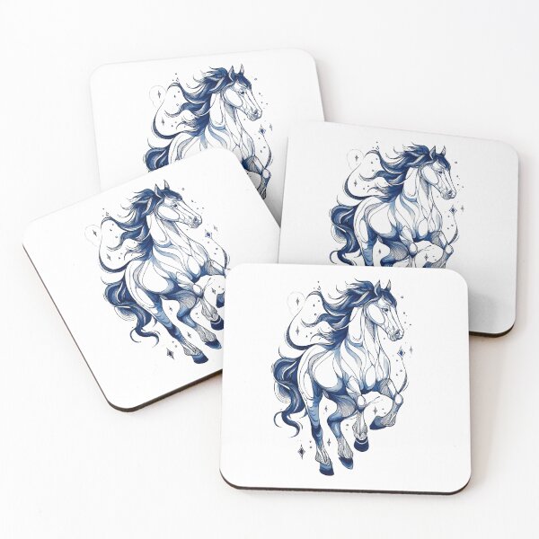 Item preview, Blue drawing of a horse designed and sold by MendaciousMina.