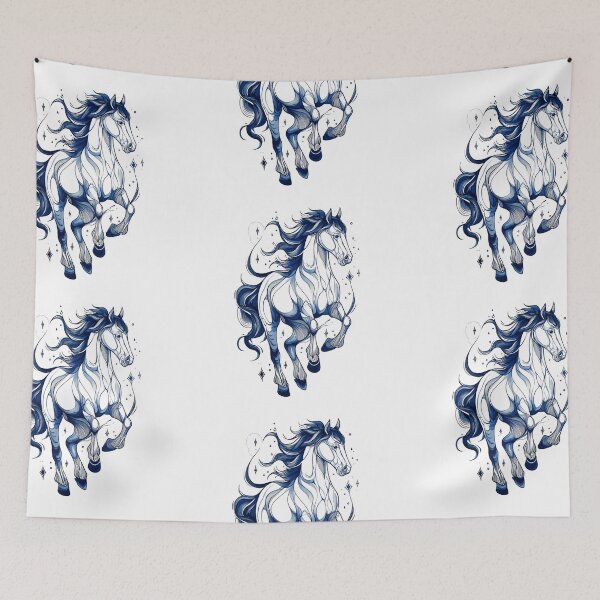 Item preview, Blue drawing of a horse designed and sold by MendaciousMina.
