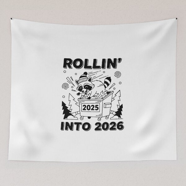 Item preview, Rollin' Into 2026 Raccoon New Year designed and sold by artcultreone.