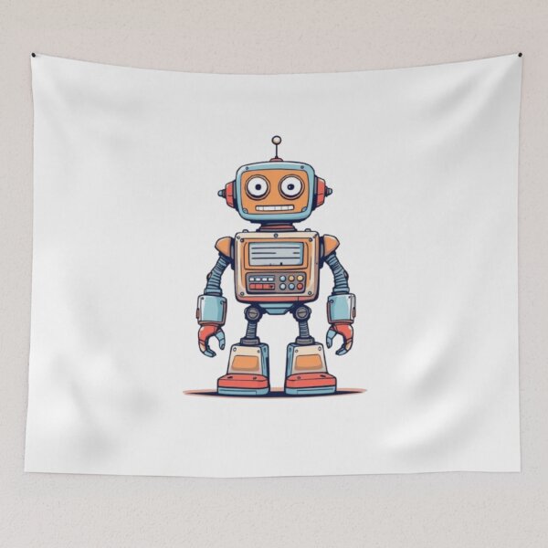 Item preview, Smiling Retro Robot – 1980s Vintage Cartoon Style designed and sold by Colorfulsigns.