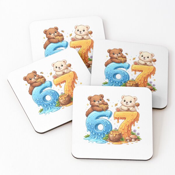 Item preview, Funny 6 7 Bear Meme With Honey Drip Illustration designed and sold by bilal sibgui.