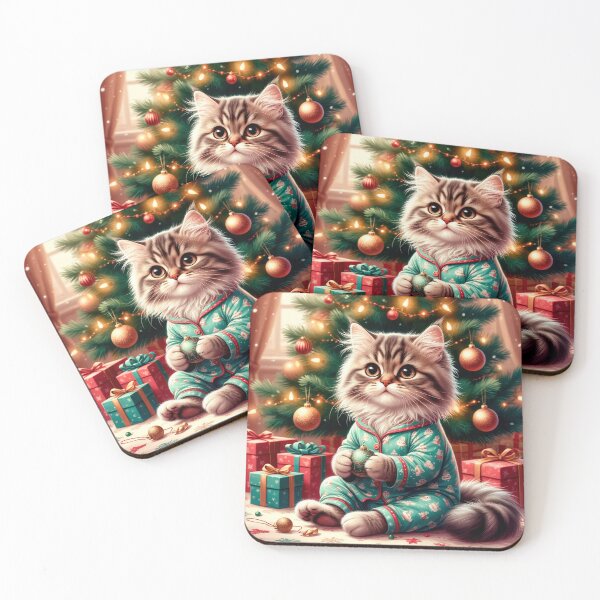Item preview, Cozy New Year Cat in Pajamas – Cute Winter Holiday Art designed and sold by AmetistLight.