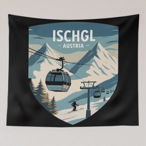 Item preview, Ischgl Austria Ski Scene – Vintage Winter Travel Poster | Skiing & Snowboard  designed and sold by VividOrganica.