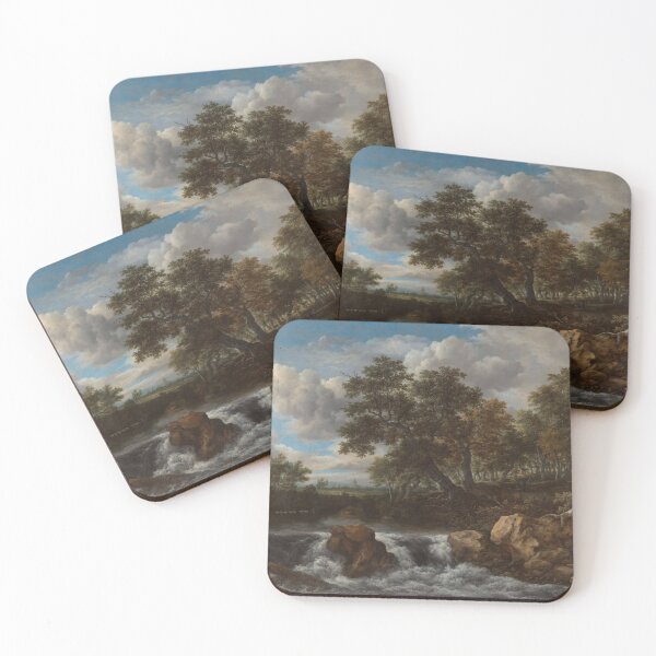 Item preview, Vintage Waterfall Landscape Art Print, Rustic Nature Painting designed and sold by SavageVision.