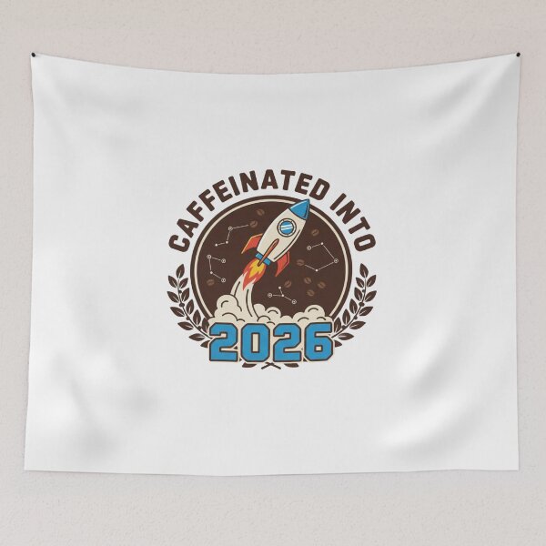 Item preview, Caffeinated Rocket 2026 – Funny Coffee Lover T-Shirt Design designed and sold by RonBear-Designs.