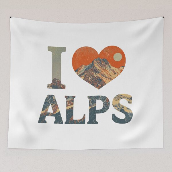 Item preview, I Love Alps Vintage Mountain Sunset - Retro Alpine Adventure designed and sold by RDproject.