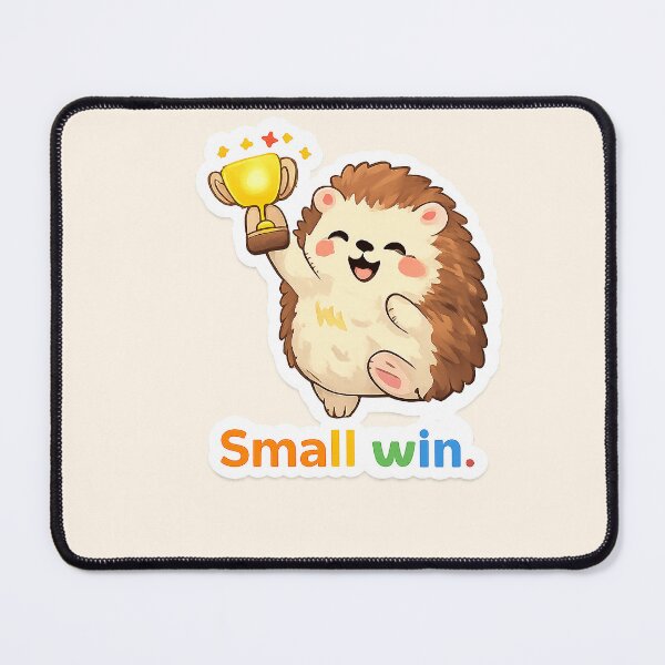 Item preview, Small Win Hedgehog – Cute Trophy Celebration, Positive Quote designed and sold by Still Breathing Studio.