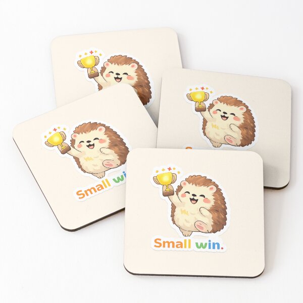 Item preview, Small Win Hedgehog – Cute Trophy Celebration, Positive Quote designed and sold by Still Breathing Studio.