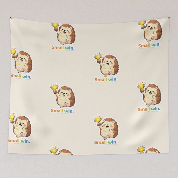 Item preview, Small Win Hedgehog – Cute Trophy Celebration, Positive Quote designed and sold by Still Breathing Studio.