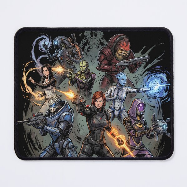 Item preview, Mass Effect 1-2-3 Normandy Crew Full Squad Shepard Garrus Tali Liara Wrex Kaidan Ashley Miranda Jacob Jack Mordin Thane Samara Legion James Vega Javik EDI Collage Fan Art Poster T-Shirt Sticker Gift designed and sold by Senpaiwaves.
