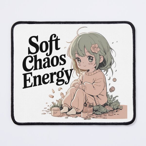 Item preview, Soft Chaos Energy Lo-Fi Anime Gentle Disaster Typography Art designed and sold by GiftsForge.