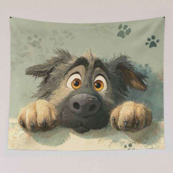 Item preview, Caucasian Shepherd Peeking over Wall 01 designed and sold by Elisabeth Lucas.
