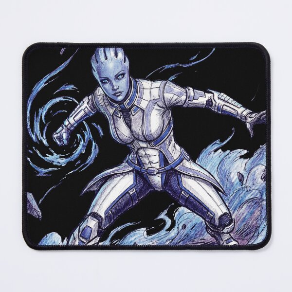 Item preview, Aria T'Loak Mass Effect Omega Queen Asari Crime Lord Afterlife Club Pirate Queen Blue Skin Biotic Fan Art Portrait Poster T-Shirt Sticker Print Gift designed and sold by Senpaiwaves.