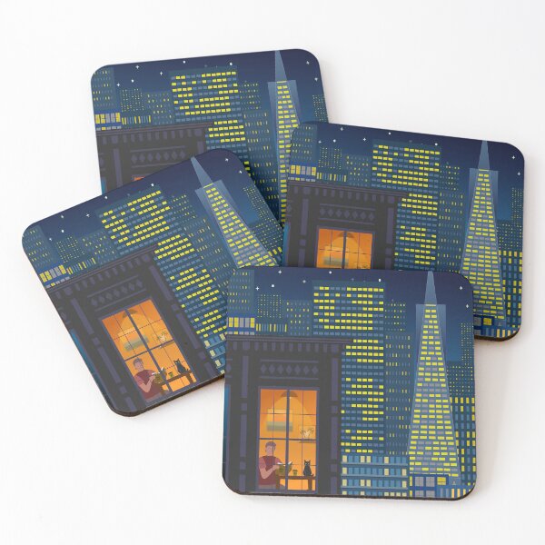 Item preview, San Francisco Nights: Cozy Lo-Fi City Skyline with Black Cat designed and sold by DeeLulu.