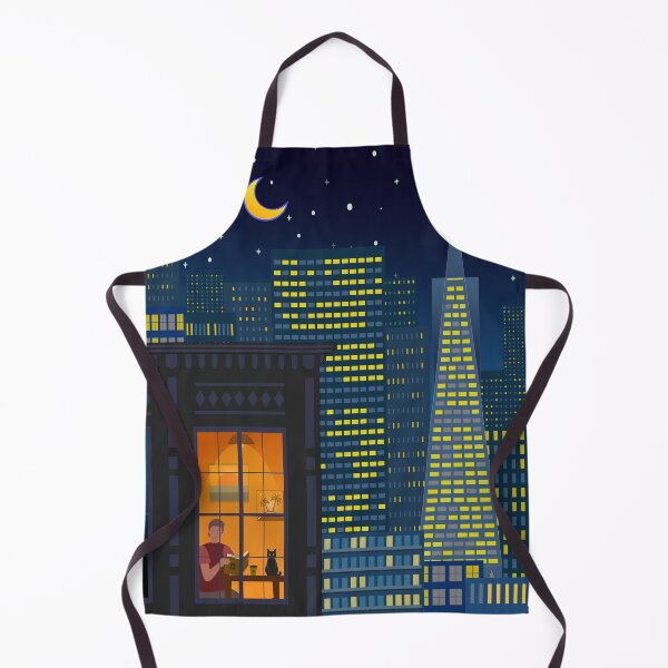 Item preview, San Francisco Nights: Cozy Lo-Fi City Skyline with Black Cat designed and sold by DeeLulu.