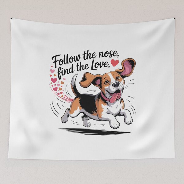 Item preview, Beagle Valentine Running Dog With Heart Trail Love Quote designed and sold by MuniraWearify.