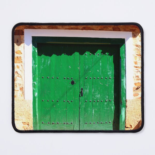Item preview, Vibrant Green Rustic Door on Ancient Stone Wall designed and sold by Clavivs.