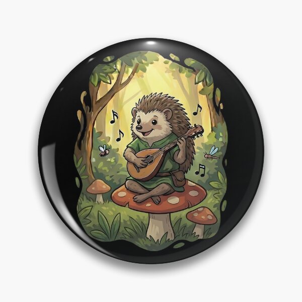 Item preview, Cute Hedgehog Playing Mandolin Woodland Scene designed and sold by k3rstman1.