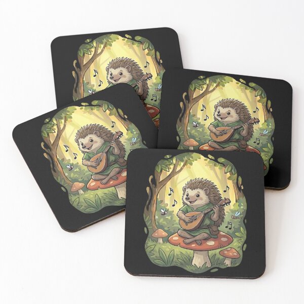 Item preview, Cute Hedgehog Playing Mandolin Woodland Scene designed and sold by k3rstman1.