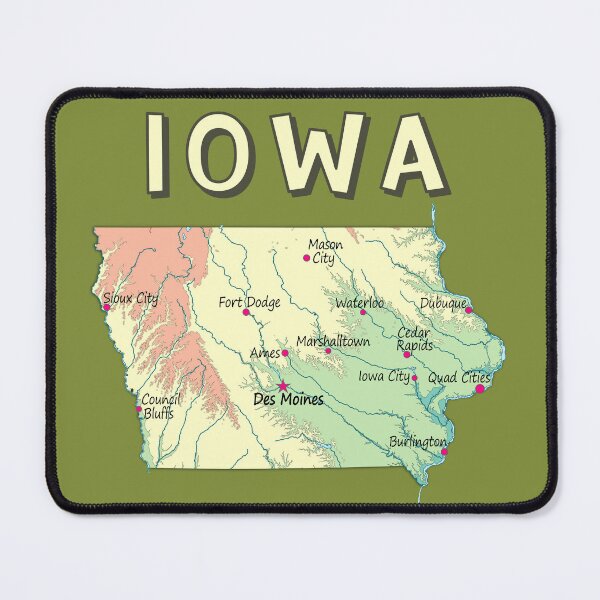 Item preview, Iowa State Map - Vintage Illustrated Topographic Design designed and sold by mashmosh.