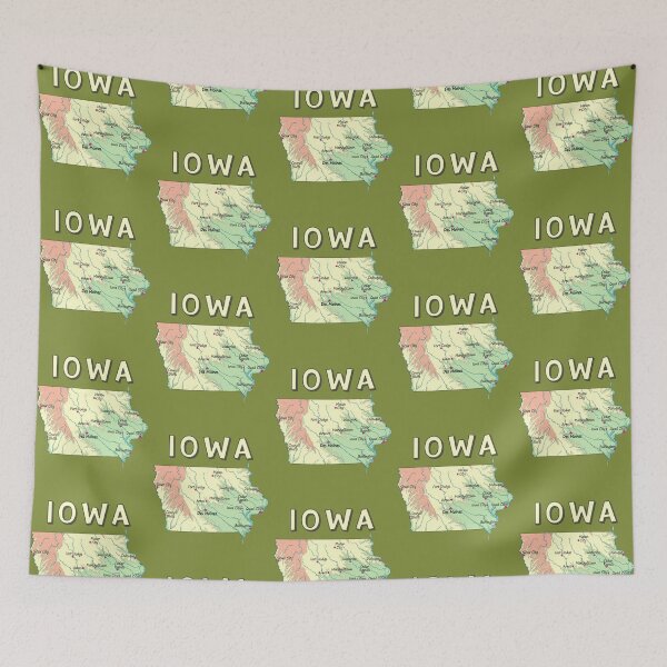 Item preview, Iowa State Map - Vintage Illustrated Topographic Design designed and sold by mashmosh.