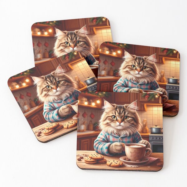 Item preview, Cozy Winter Cat in the Kitchen – Warm New Year Home Art designed and sold by AmetistLight.