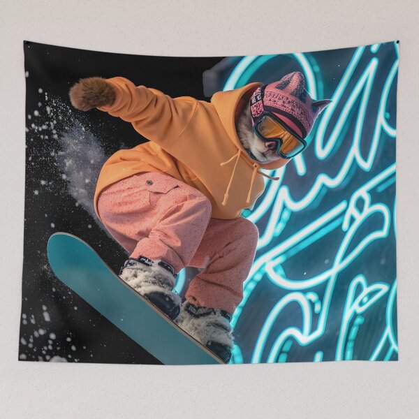 Item preview, Cat Snowboarding Streetwear Illustration designed and sold by Uglyandcute.